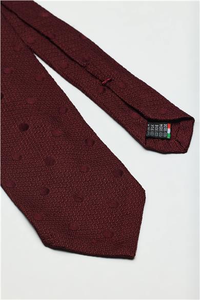 Bordo Puantiyeli Garza İpek Kravat