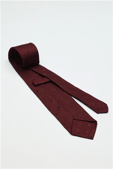 Bordo Puantiyeli Garza İpek Kravat