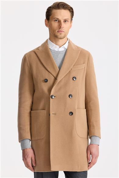 Camel Kruvaze Yün Kaşmir Palto