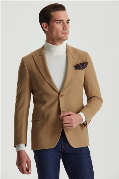 Camel Renk Yün Ceket
