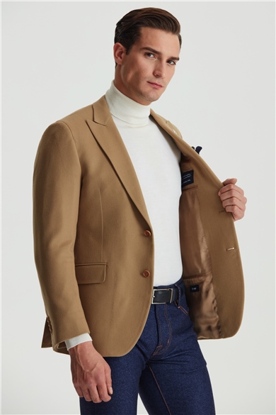 Camel Renk Yün Ceket
