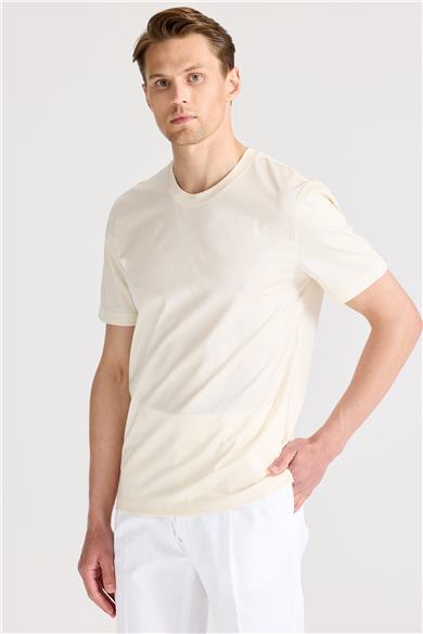 Ekru Filo Di Scozia Pamuk  T-Shirt
