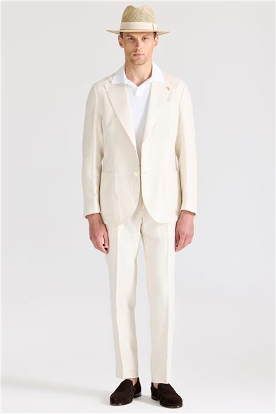 Ekru Keten Takım Elbise