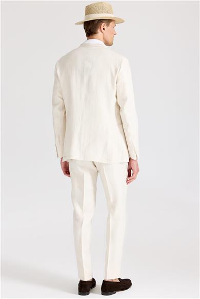 Ekru Keten Takım Elbise