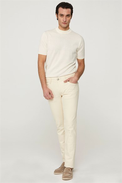 Ekru Leonardo Organik Denim Pantolon
