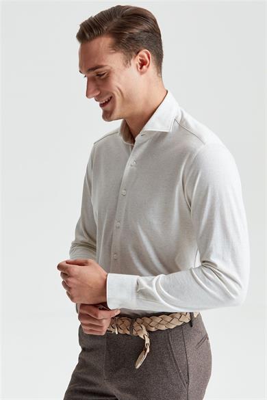 Ekru Pamuk Kaşmir Gömlek