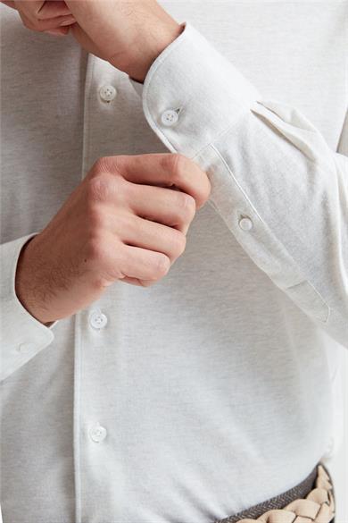 Ekru Pamuk Kaşmir Gömlek