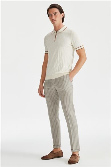 Ekru Polo Yaka Erkek Pamuk Triko