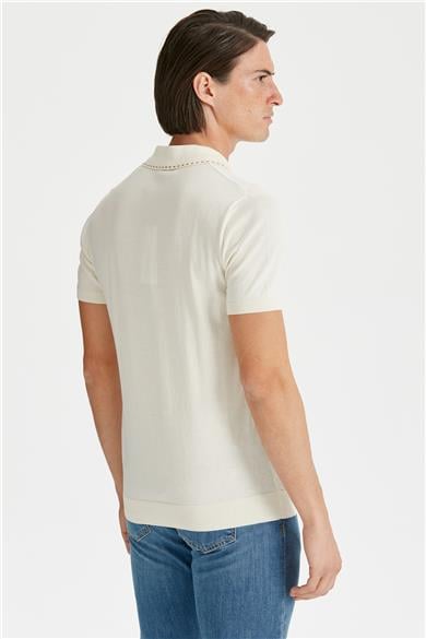 Ekru Polo Yaka Pamuk Triko