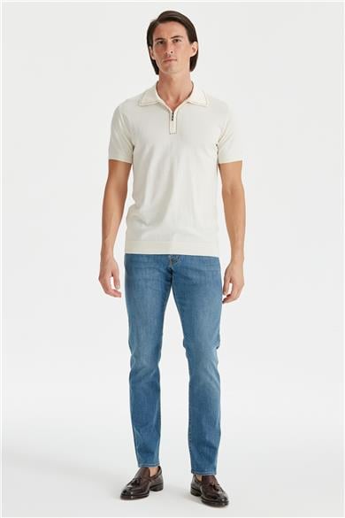 Ekru Polo Yaka Pamuk Triko