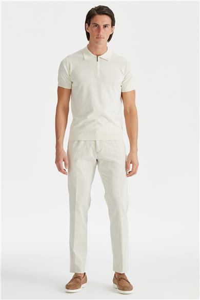 Ekru Polo Yaka Pamuk Triko