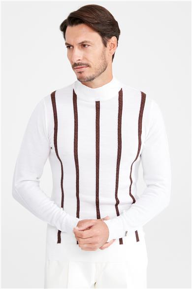 Ekru Polo Yaka Yün Triko