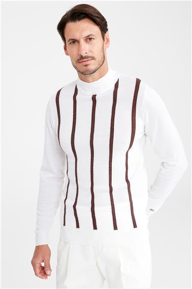 Ekru Polo Yaka Yün Triko