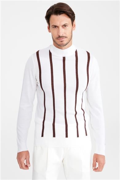 Ekru Polo Yaka Yün Triko