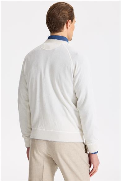 Ekru Sıfır Yaka Kaşmir Triko