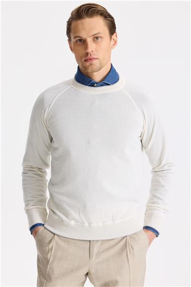 Ekru Sıfır Yaka Kaşmir Triko