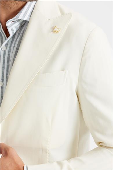 Ekru Yün Keten Blazer 
