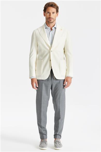 Ekru Yün Keten Blazer 