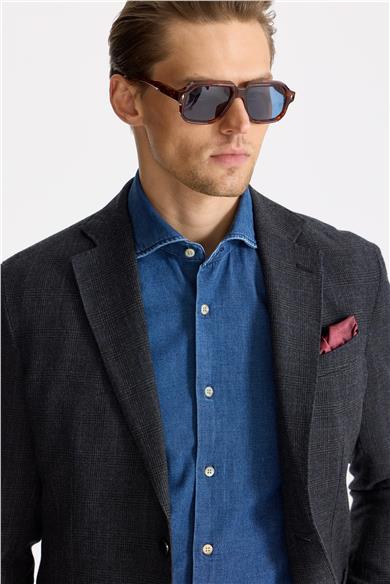 Füme Flanel Yün Takım Elbise