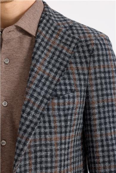 Füme Kiremit Kareli Yün Ceket