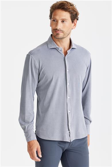 Füme Oxford Teknik Kumaş Gömlek