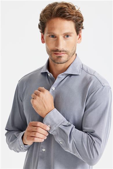 Füme Oxford Teknik Kumaş Gömlek