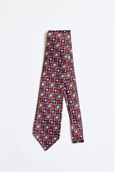 Fuşya Mavi Astarsız 5 Fold İpek Kravat