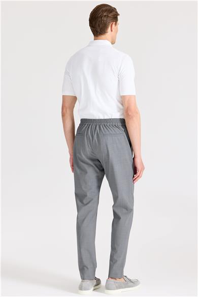 Gri Bağcıklı Yün Pantolon 