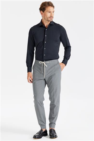 Gri Beli Kordonlu Yün Pantolon