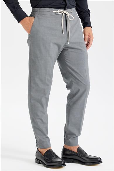 Gri Beli Kordonlu Yün Pantolon