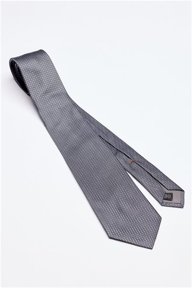 Gri Beyaz Desenli 5 Fold İpek Kravat