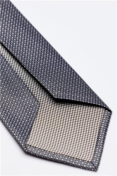 Gri Beyaz Desenli 5 Fold İpek Kravat