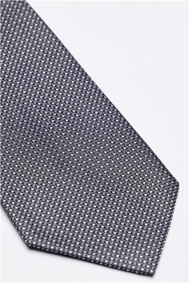 Gri Beyaz Desenli 5 Fold İpek Kravat