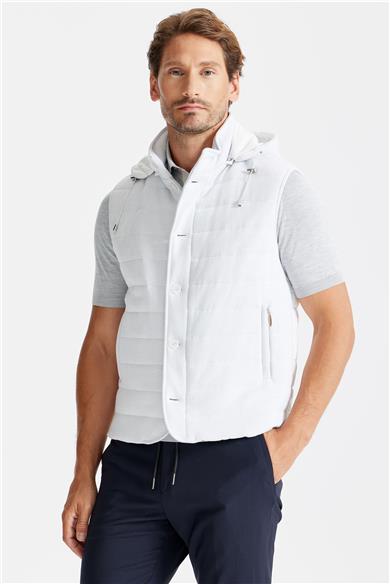 Gri Beyaz Pamuk Spor Yelek