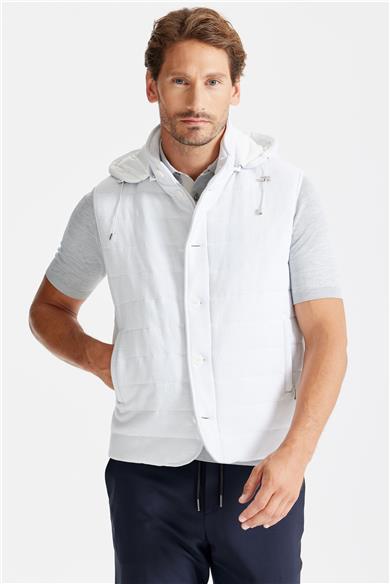 Gri Beyaz Pamuk Spor Yelek