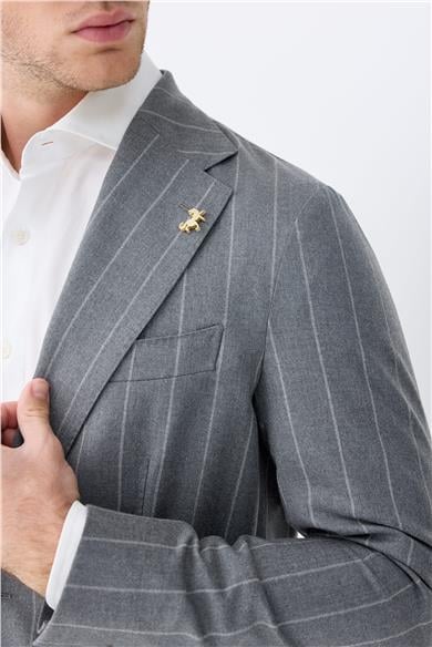 Gri Çizgili Yün Ceket