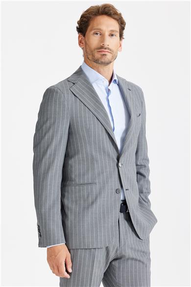 Gri Çizgili YünTakım Elbise