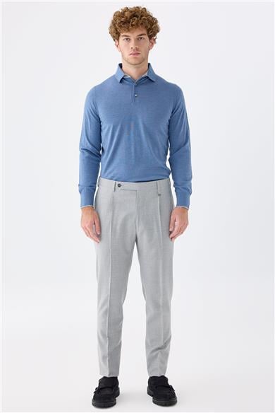 Gri Flanel Yün Pantolon