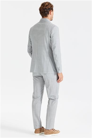 Gri Kahve Çizgili Yün İpek Takım Elbise