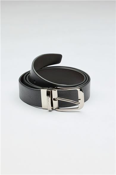 Gri Kahverengi Çift Taraflı Deri Kemer