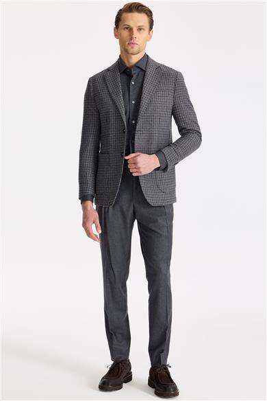 Gri Kahverengi Kareli Yün Ceket