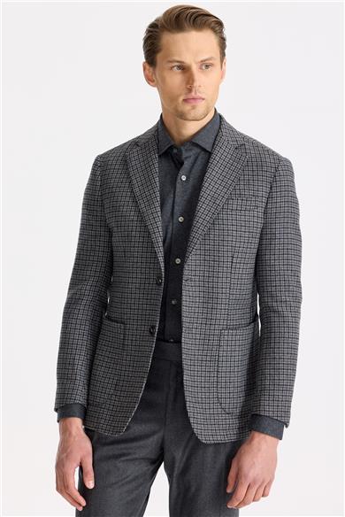 Gri Kahverengi Kareli Yün Ceket