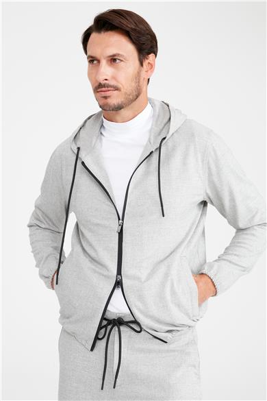 Gri Kapüşonlu Sweatmont