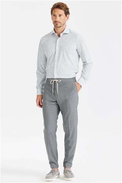 Gri Kırçıllı Beli Kordonlu Yün Pantolon