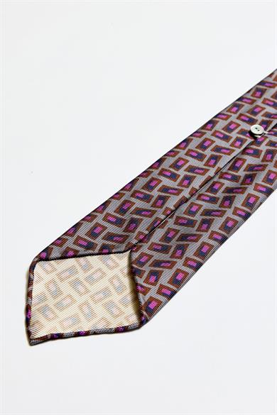 Gri Mor Astarsız 5 Fold İpek Kravat