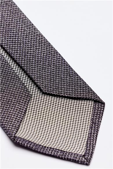 Gri Mor Melanjlı 5 Fold İpek Kravat