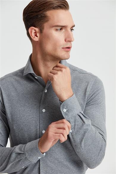 Gri Pamuk Kaşmir Gömlek