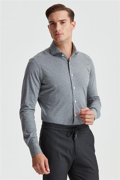 Gri Pamuk Kaşmir Gömlek