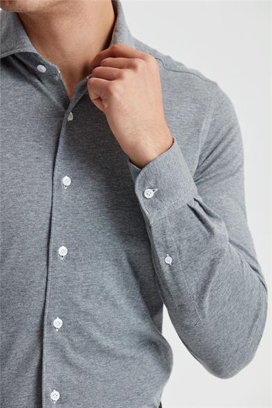 Gri Pamuk Kaşmir Gömlek
