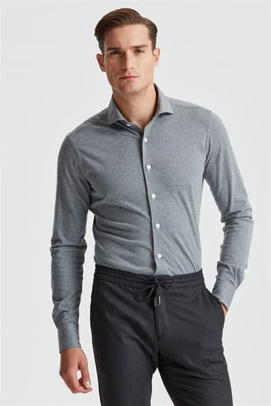 Gri Pamuk Kaşmir Gömlek